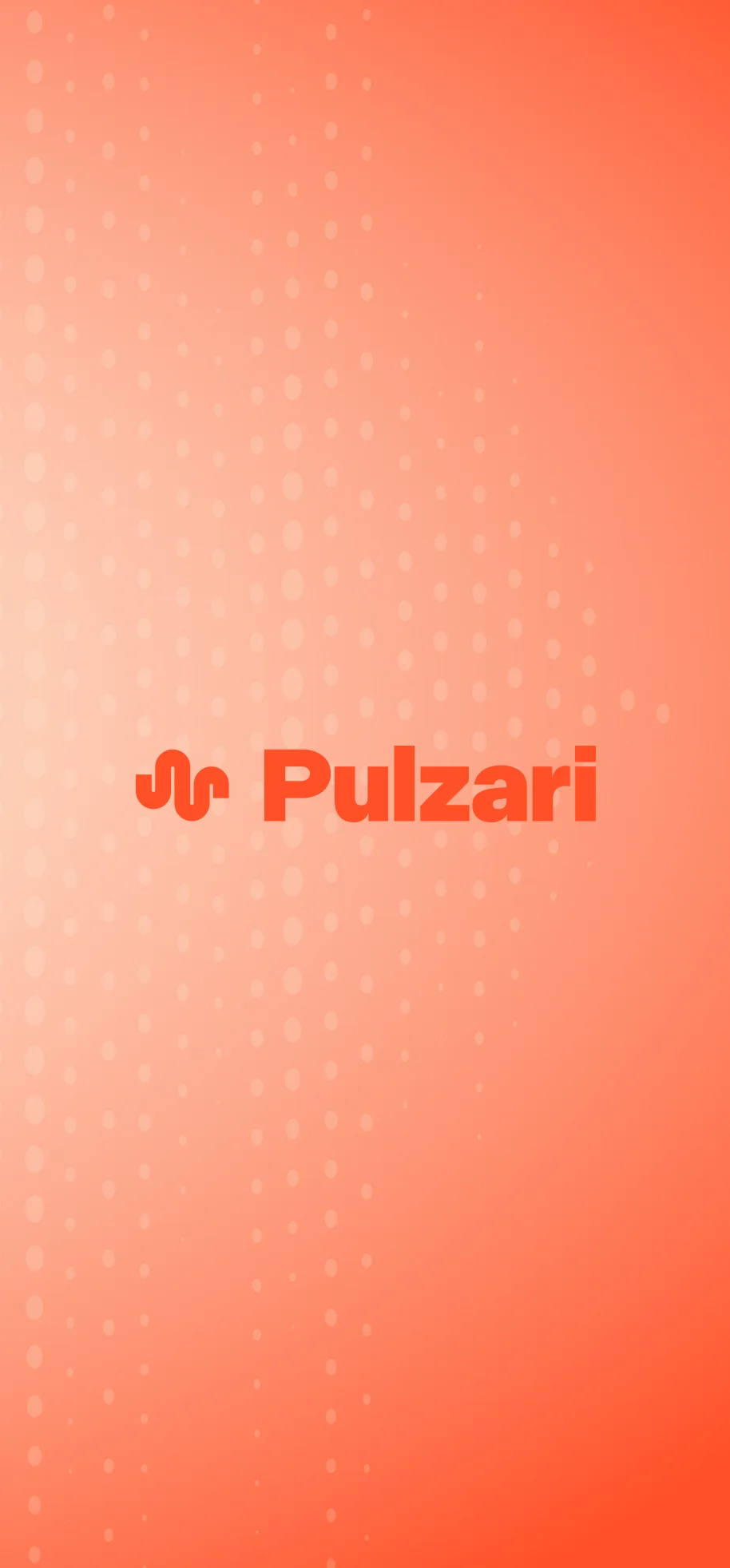 Logo Pulzari na oranžovom pozadí
